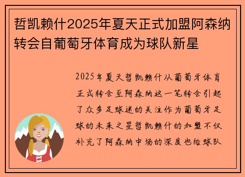 哲凯赖什2025年夏天正式加盟阿森纳转会自葡萄牙体育成为球队新星